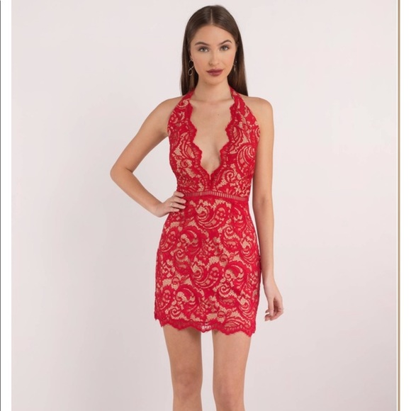 NWOT Plunging Red Dress - Picture 2 of 5